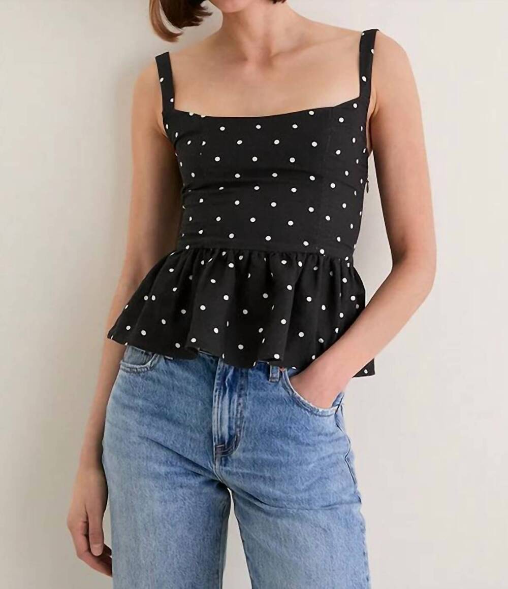 NEW EMERSON FRY jour peplum top in tuxedo/ivory